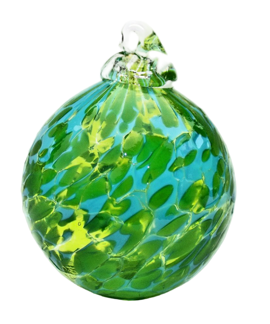 Handblown Green and Aqua Bauble