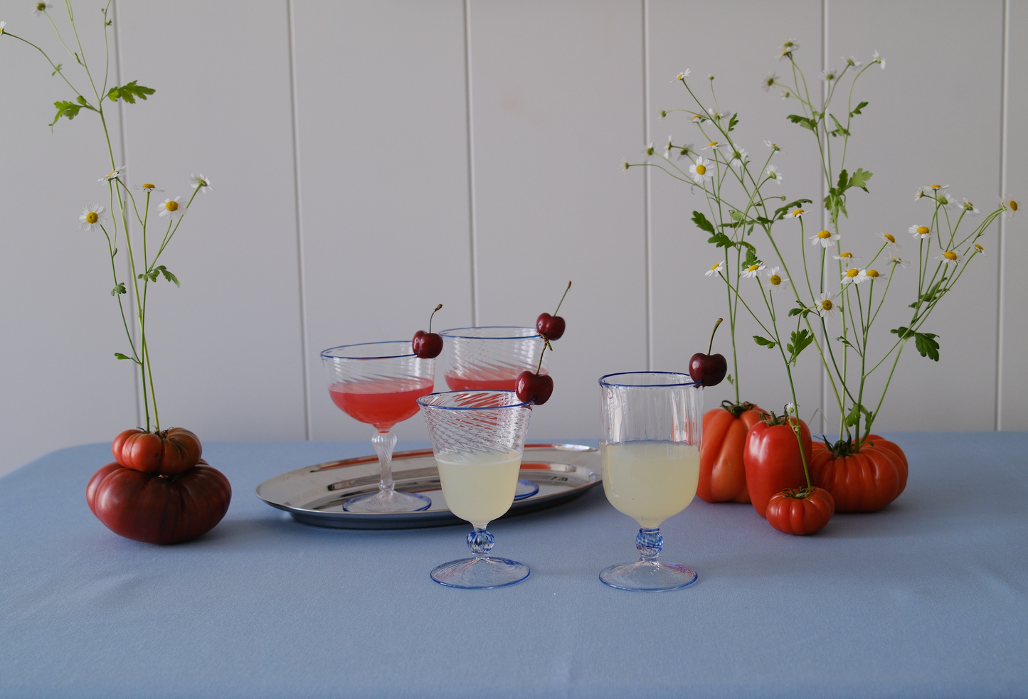 The Adrienne Venetian Wine Glass in Blue, Set of Two