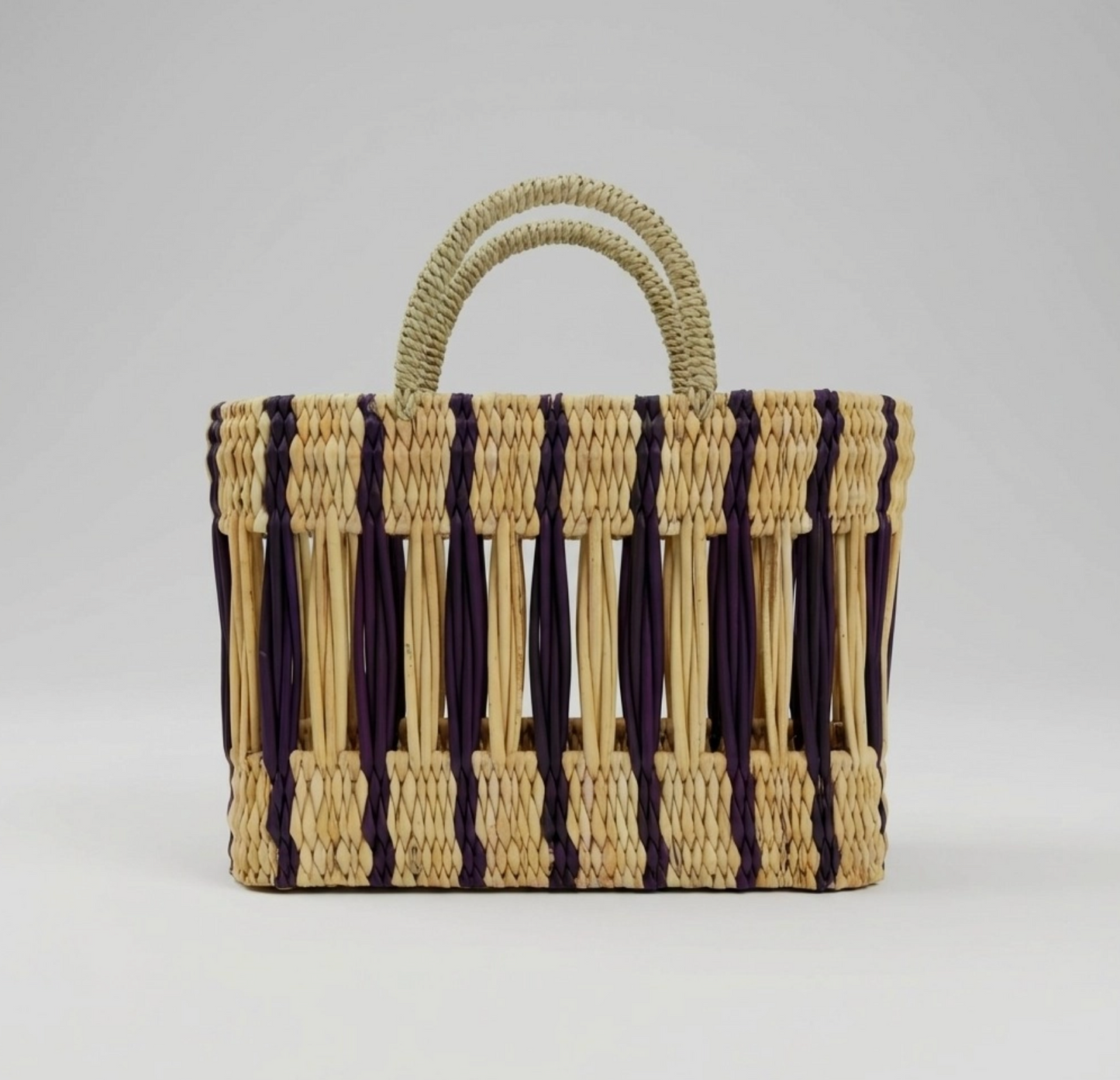 Two-Tone Reed Market Basket