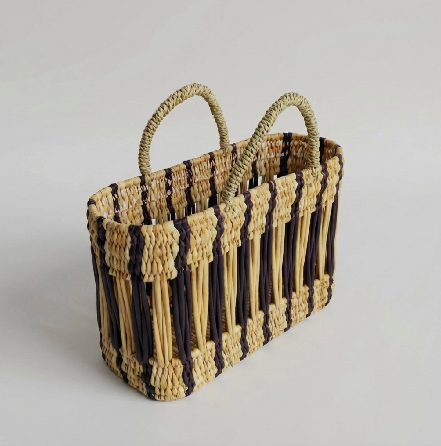 Two-Tone Reed Market Basket