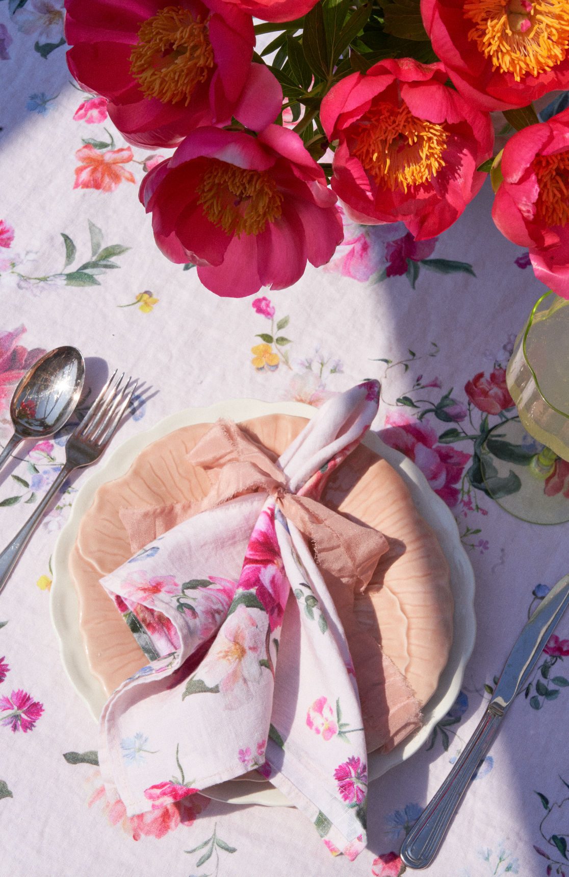 By Hope Peony Bloom Linen Tablecloth