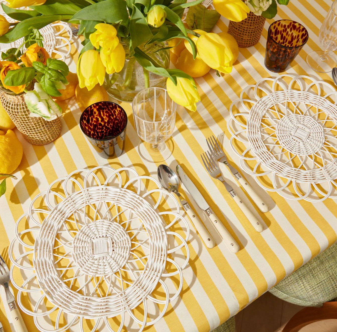 Voi Collective, Yellow Stripe Tablecloth