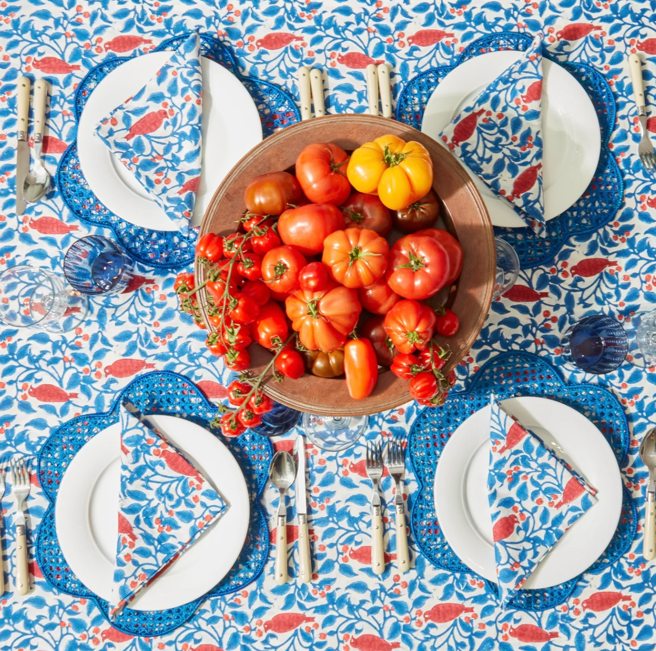 Voi Collective, Blue Woven Clouds Placemats Set of Four