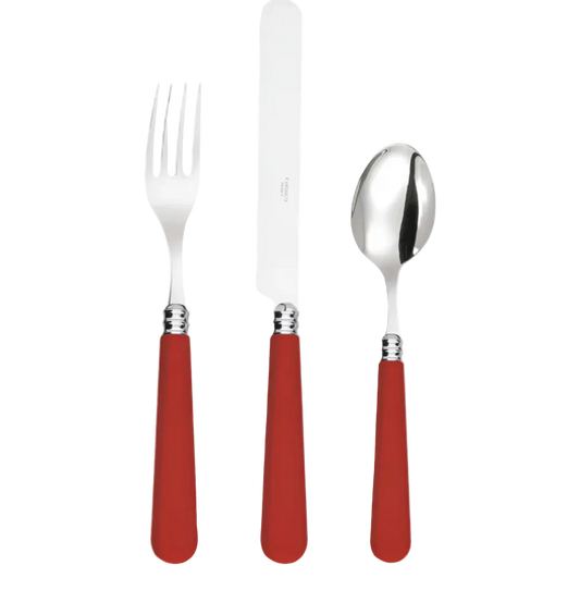 Set of 12, Red Cutlery in Stainless Steel