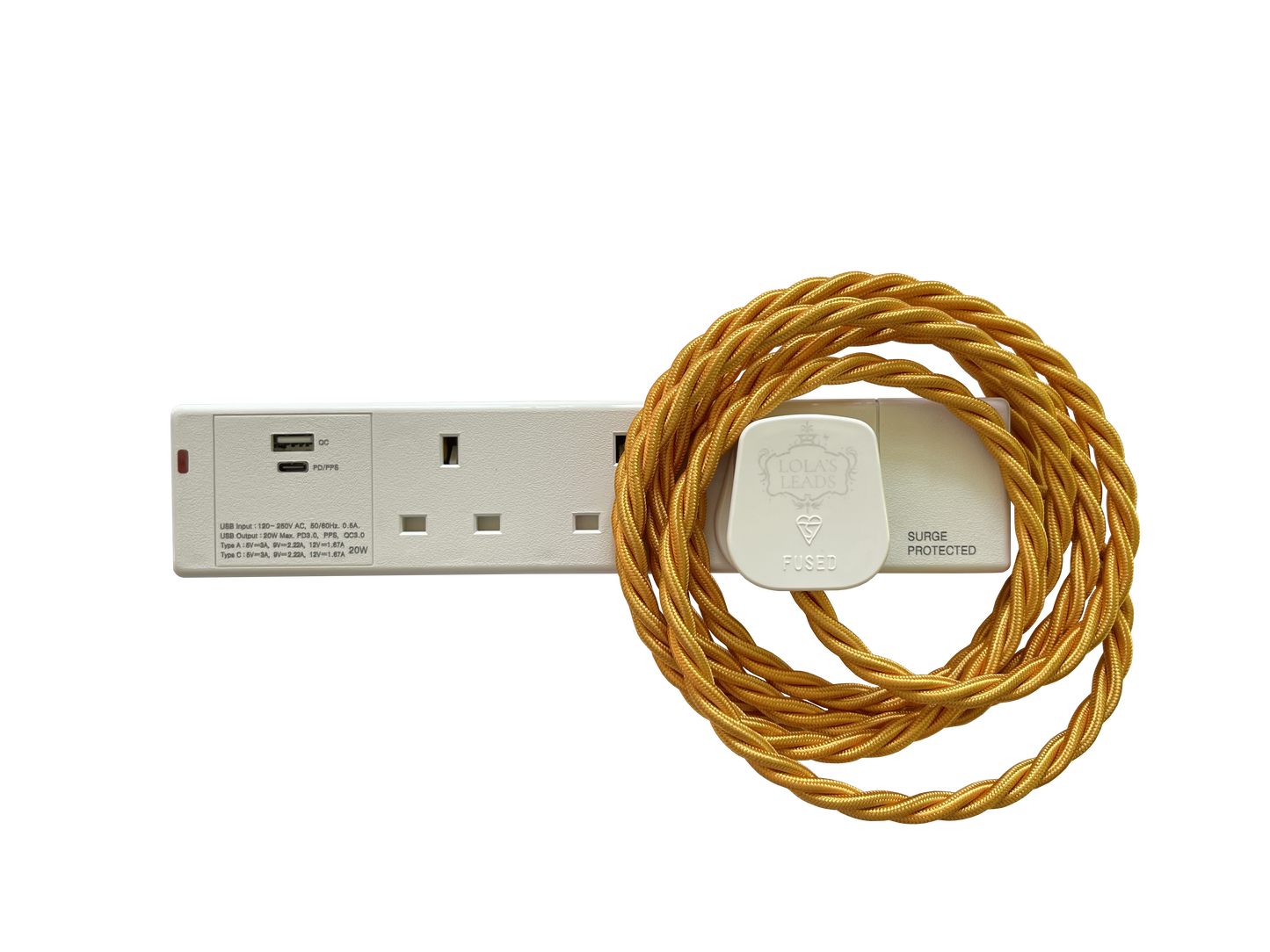 Lola's Leads White USB A+C 3g