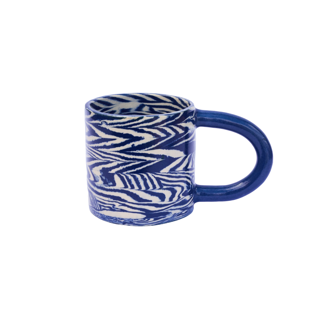 Plop Pottery, Cobalt Herringbone Blue Mug