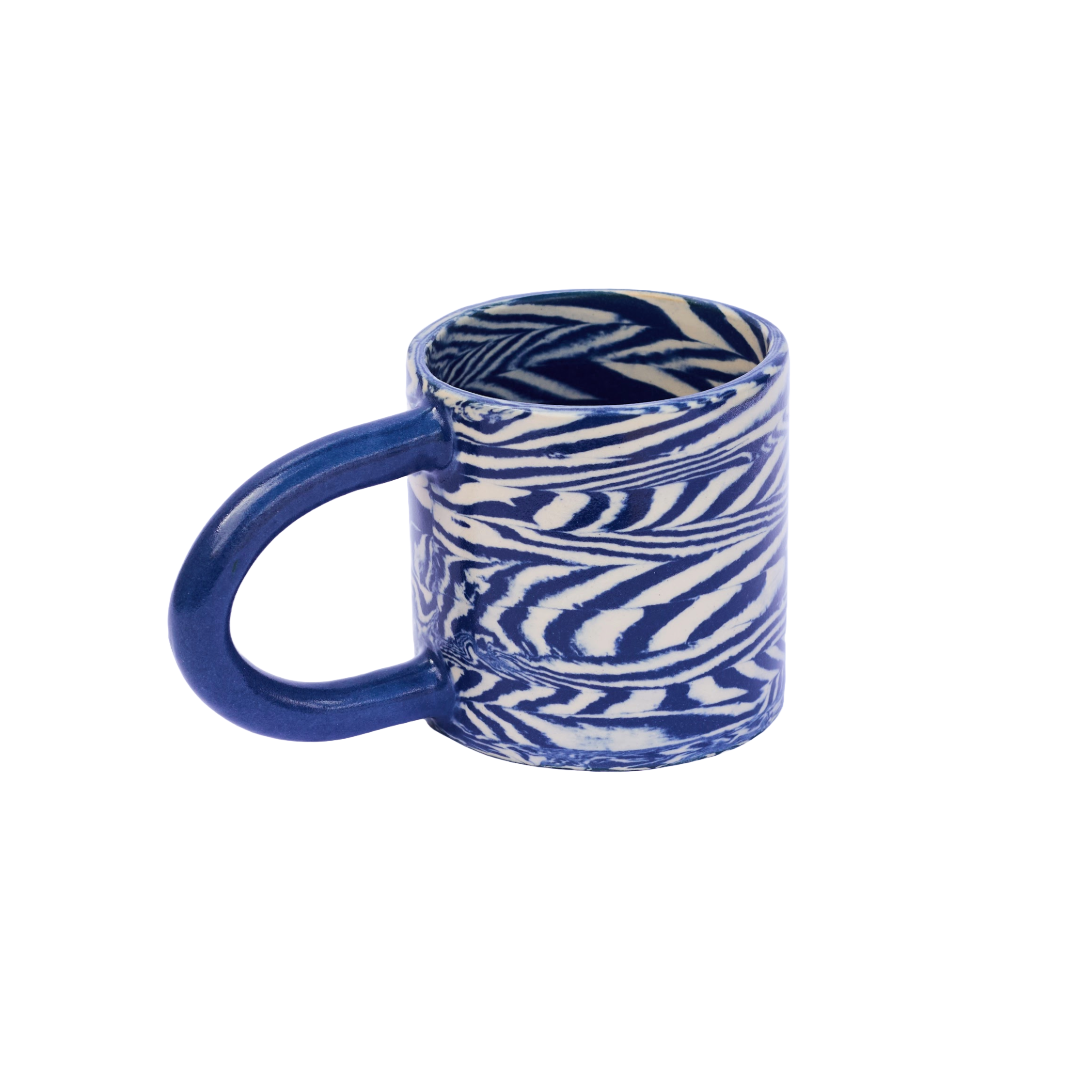 Plop Pottery, Cobalt Herringbone Blue Mug