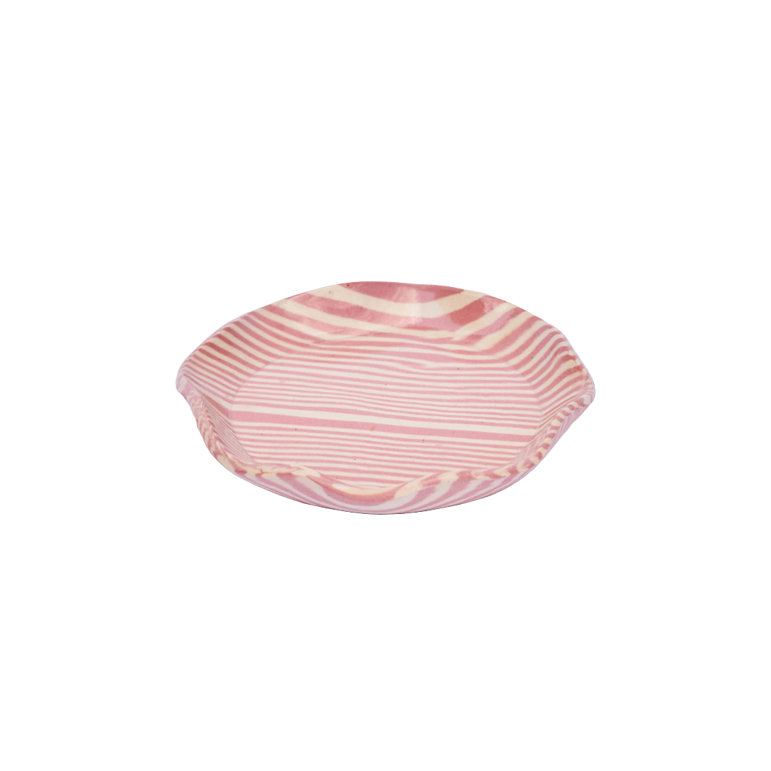 Plop Pottery, Pink Striped Trinket Dish