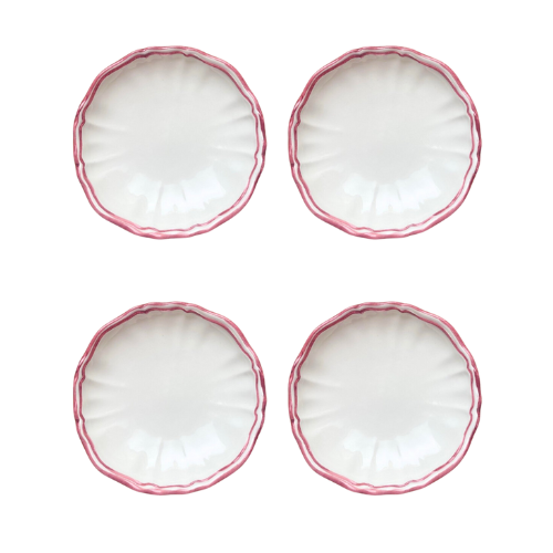 Sveva's Home Ceramic Scalloped Red Bread Plate Set of Four