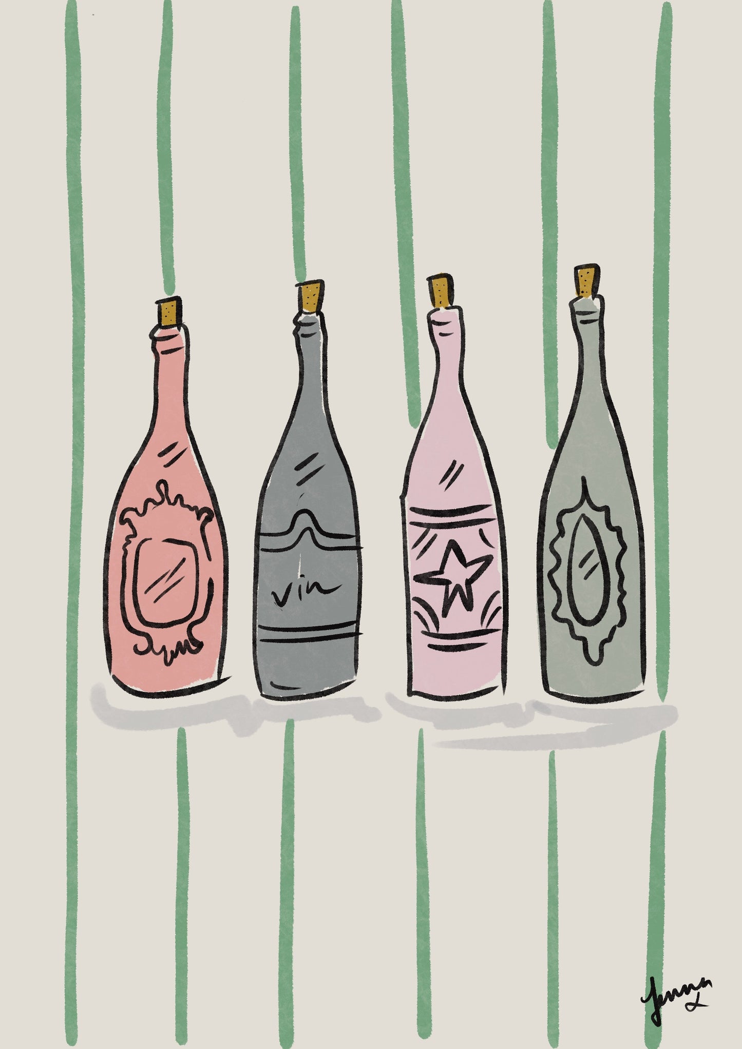 Jenna Elsby-Bennett, 'Vino' Print