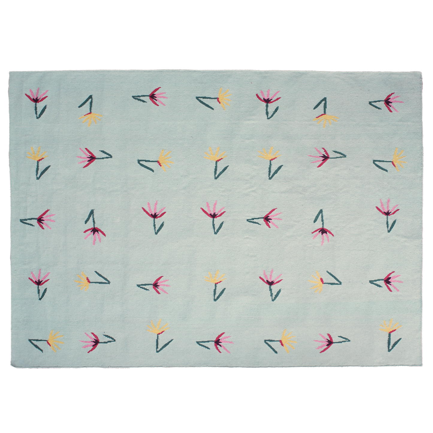 Sparrow and Grass, 'Wild Flowers Rug in Blue'