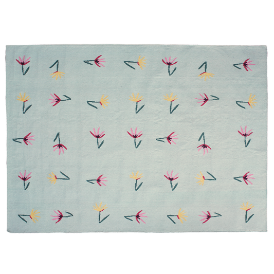 Sparrow and Grass, 'Wild Flowers Rug in Blue'
