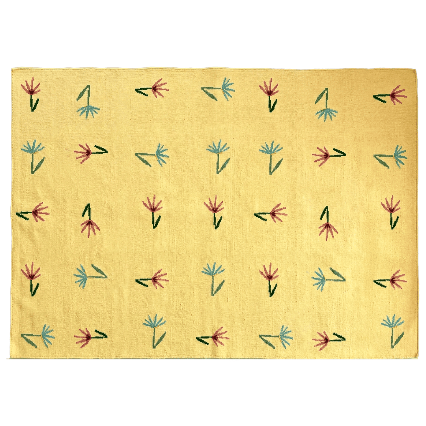 Sparrow and Grass, 'Wild Flowers Rug in Yellow'