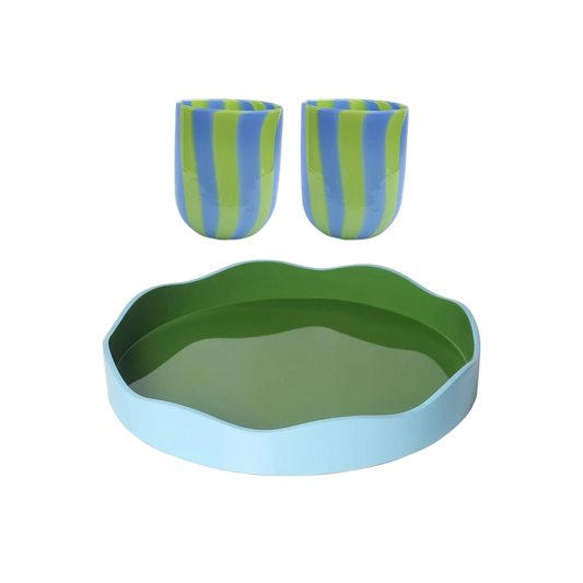 Allegra Tray and Maxi Tumbler Gift Set in Green and Blue