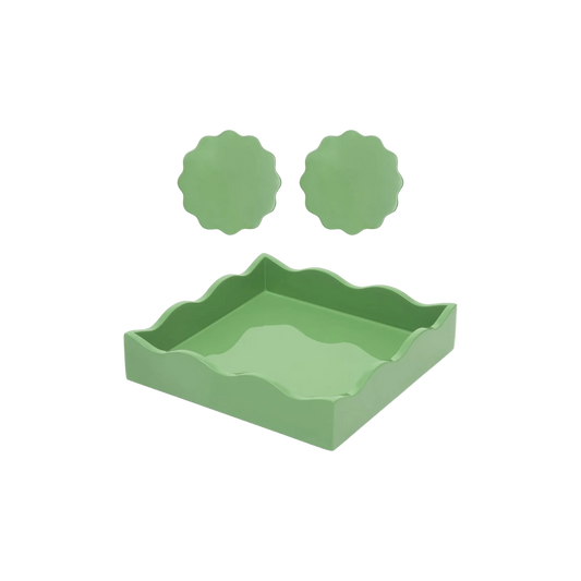 Small Allegra Tray and Victoria Coaster Green Gift Set