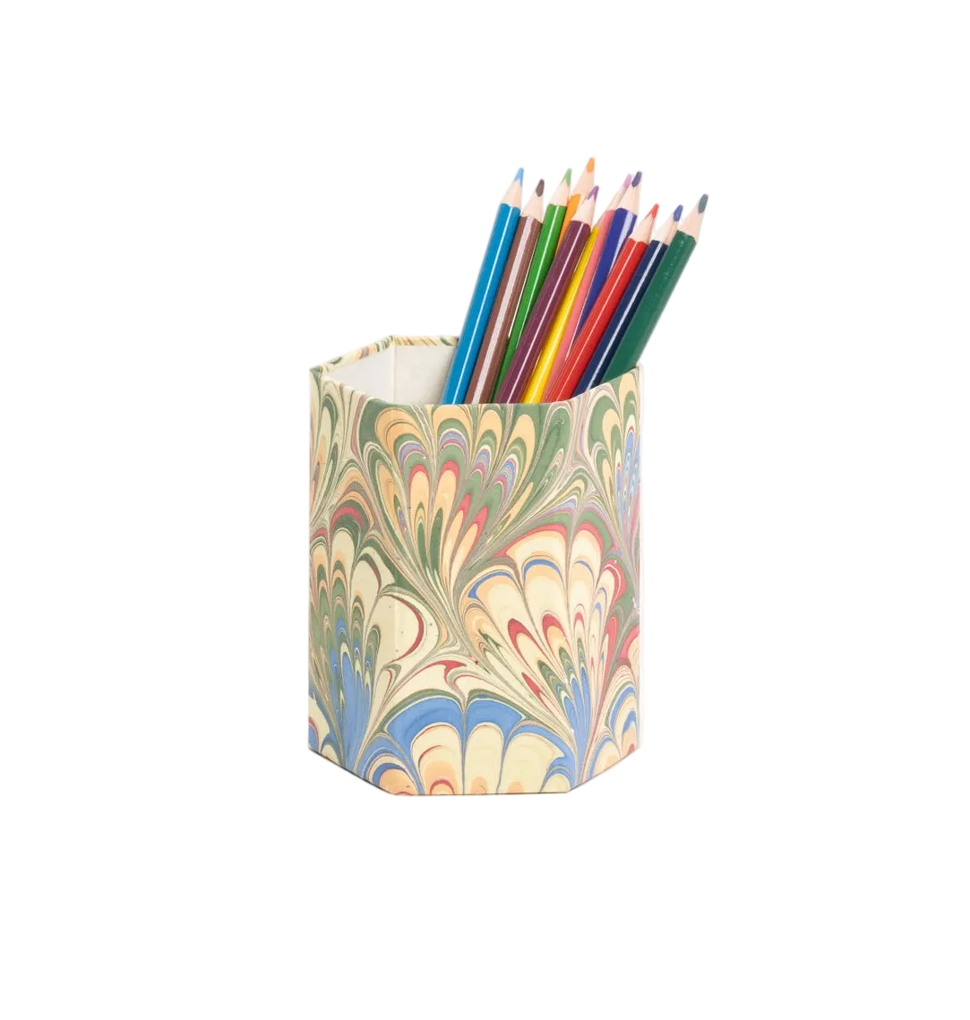 Hand-Marbled Multicolour Pencil Holder