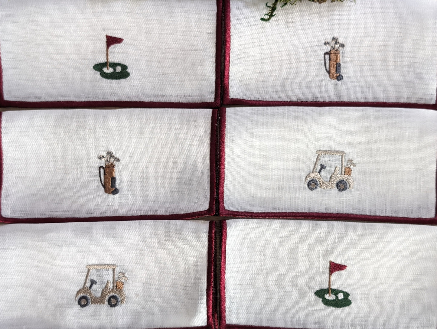 Petit Menage, Linen Golf Cocktail Napkins, Set of Six