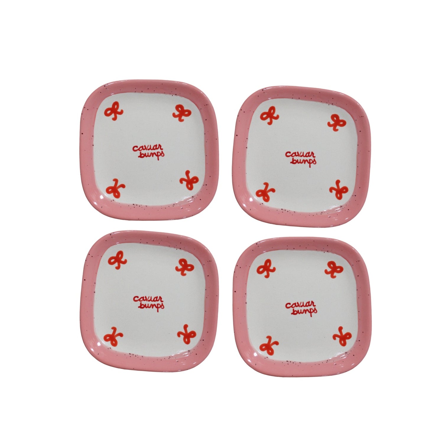 Retro 'Caviar Bumps' Tiny Plates Set of Four