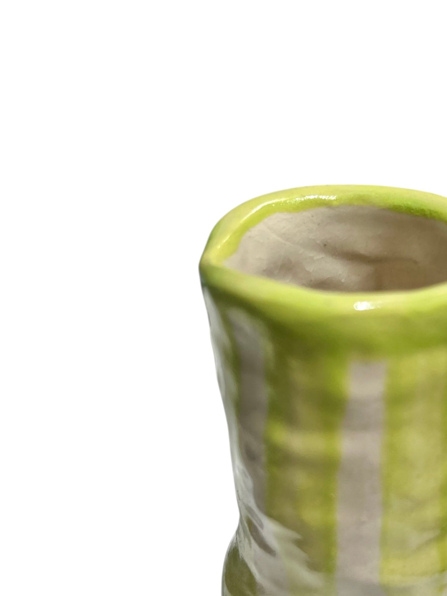 Hodge Pots, 'Lime Green Candy Stripe Candle Holder'
