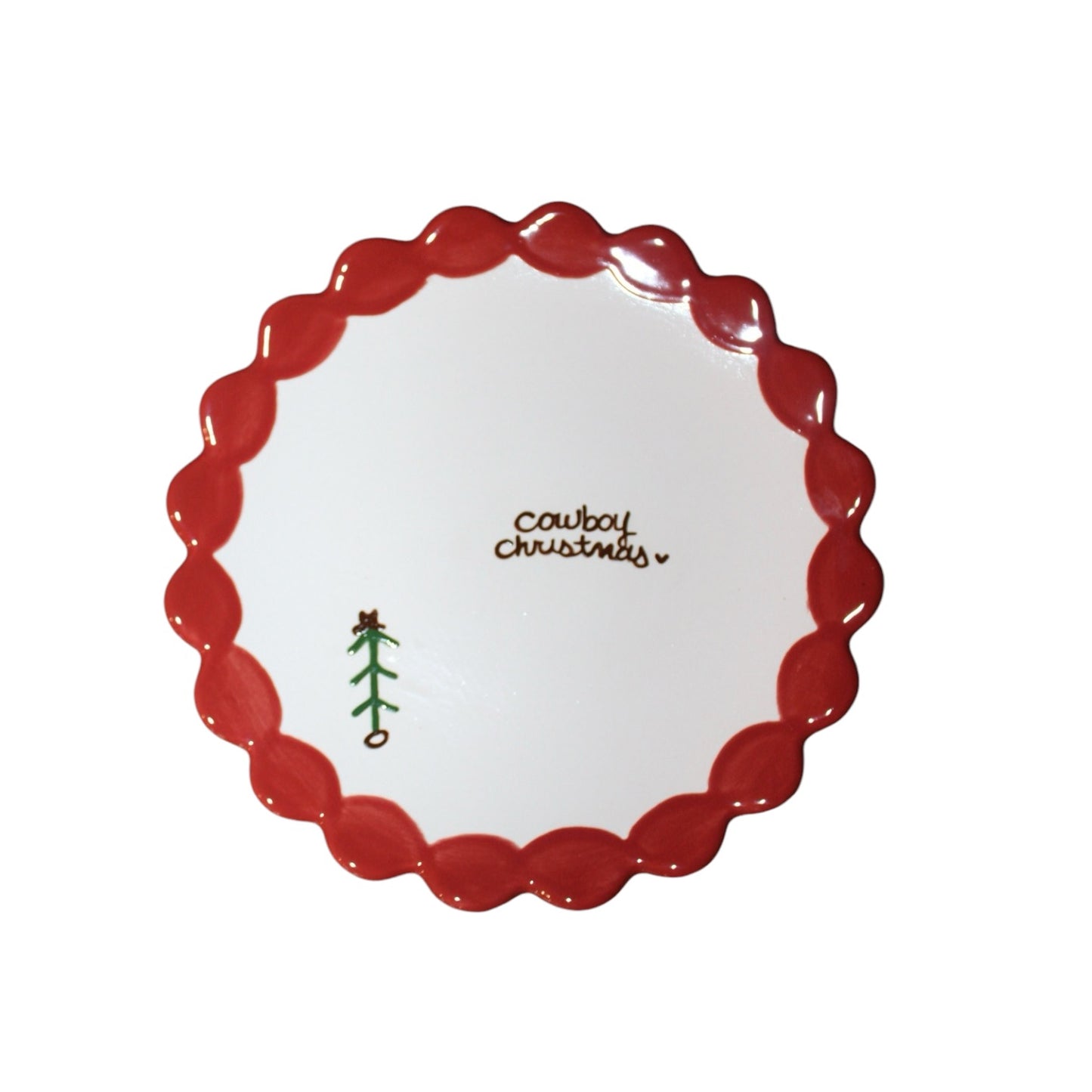 'Cowboy Christmas' Scalloped Plate