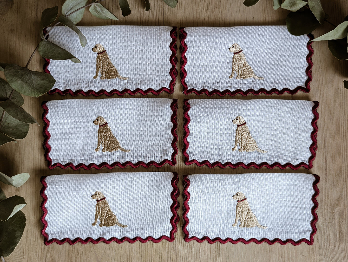 Petit Menage, Linen Labrador Cocktail Napkins, Set of Six